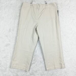 Briggs New York Womens Pants Cropped Trouser Sand Khaki High Rise Stretch 14 New